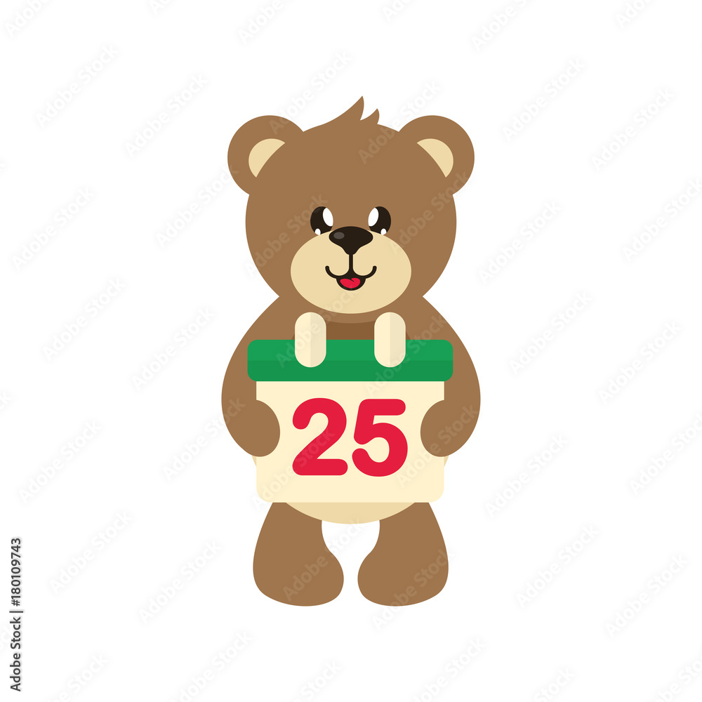 Obraz premium cartoon cute bear with calendar