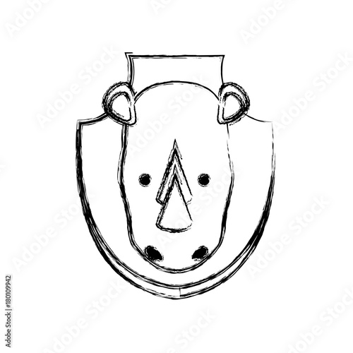 rhino hunting trophy icon over white background vector illustration