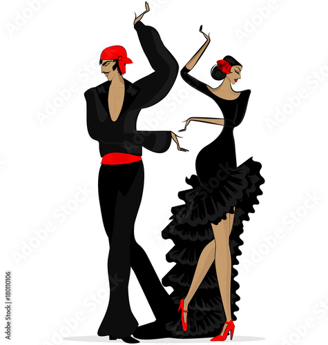 abstract flamenco couple in black