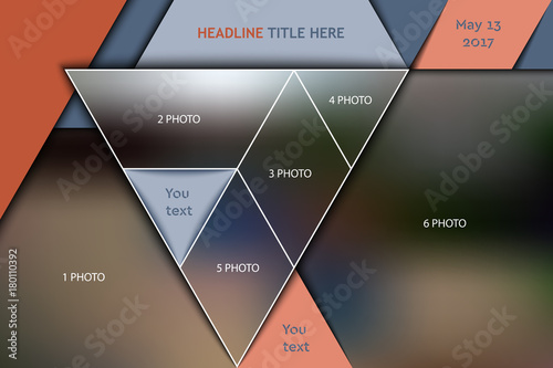 Template for photo collage in modern style. Frames for clipping masks is in the vector file