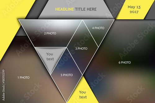 Template for photo collage in modern style. Frames for clipping masks is in the vector file