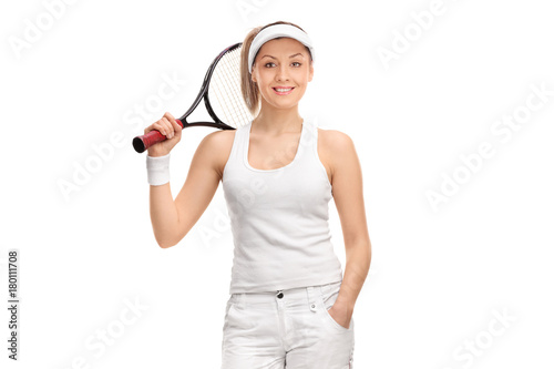 Female tennis player holding a racket © Ljupco Smokovski