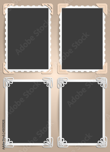 Set from four frames for photos in vintage style. The ideas for scrapbooking
