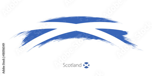 Flag of Scotland in rounded grunge brush stroke.
