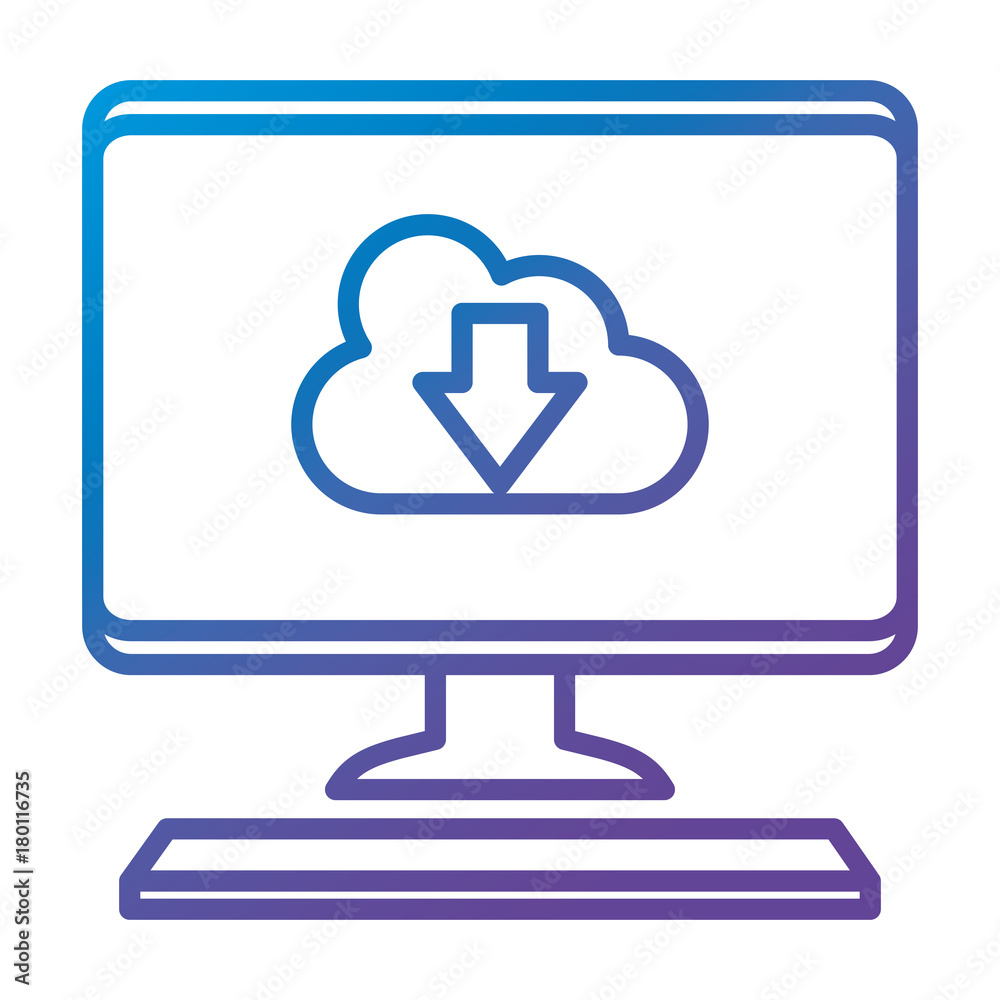 desktop computer with cloud computing vector illustration design desktop computer with cloud computing vector illustration design