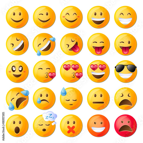 Set of Cute Emoticons. Set of Emoji.