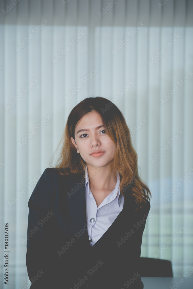 Portrait of asian modern business woman in office vintage style Portrait of asian modern business woman in office vintage style