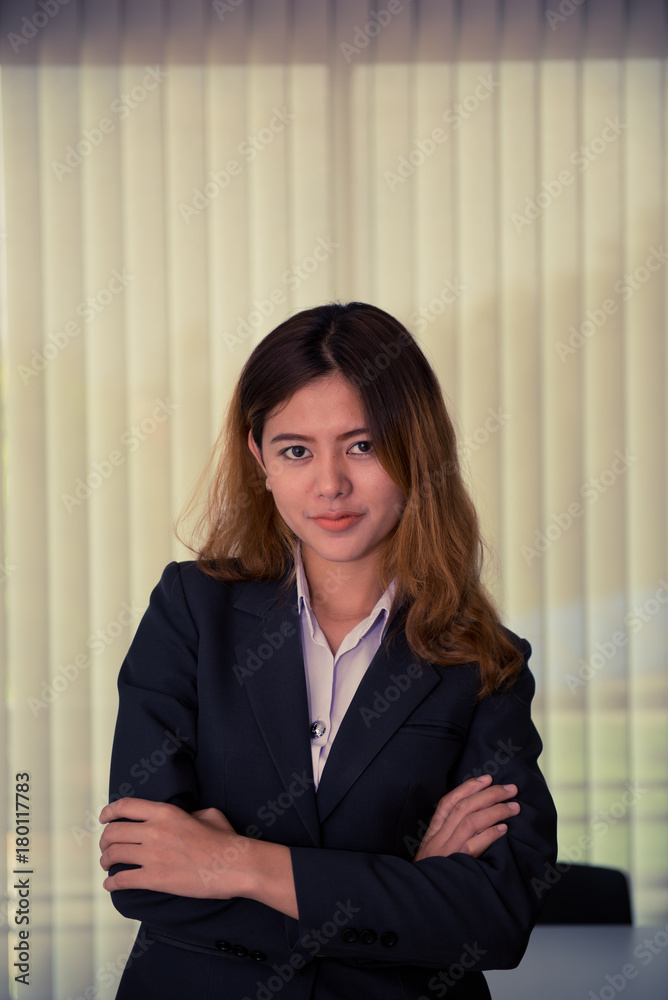 Portrait of asian modern business woman in office vintage style Portrait of asian modern business woman in office vintage style