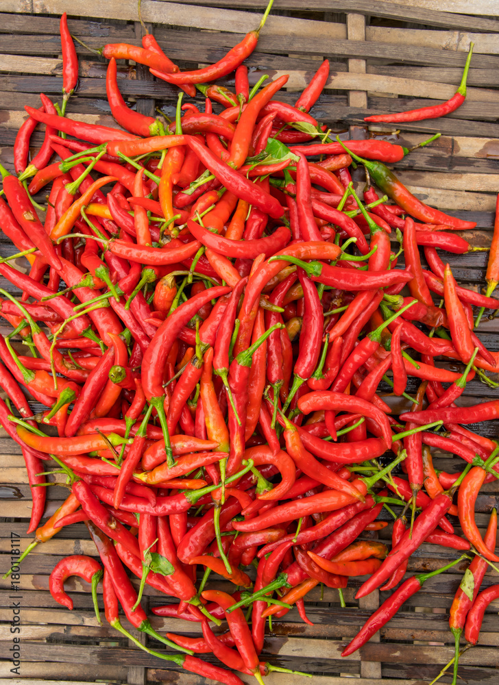 fresh red chilli pepper on bamboo grill for dried fresh red chilli pepper on bamboo grill for dried