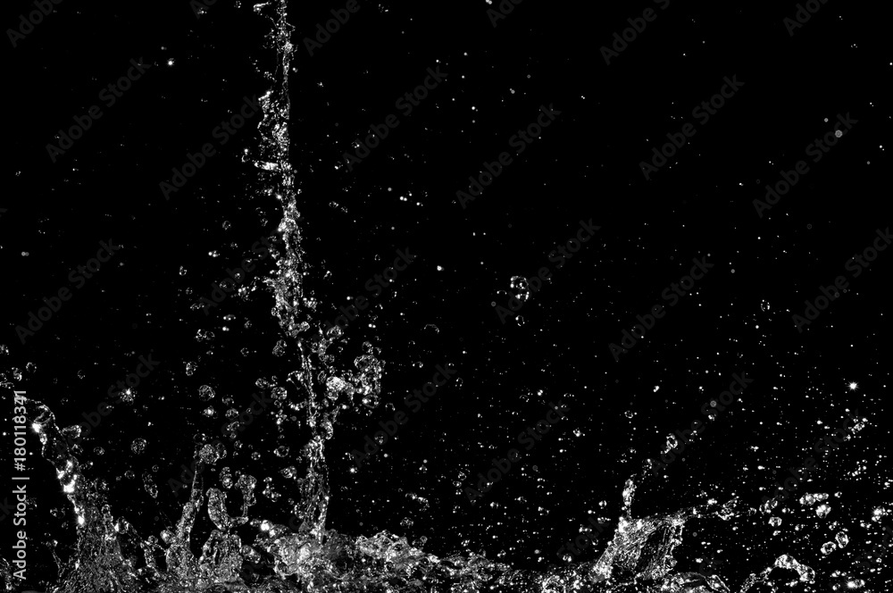 water Splash isolated On black Background