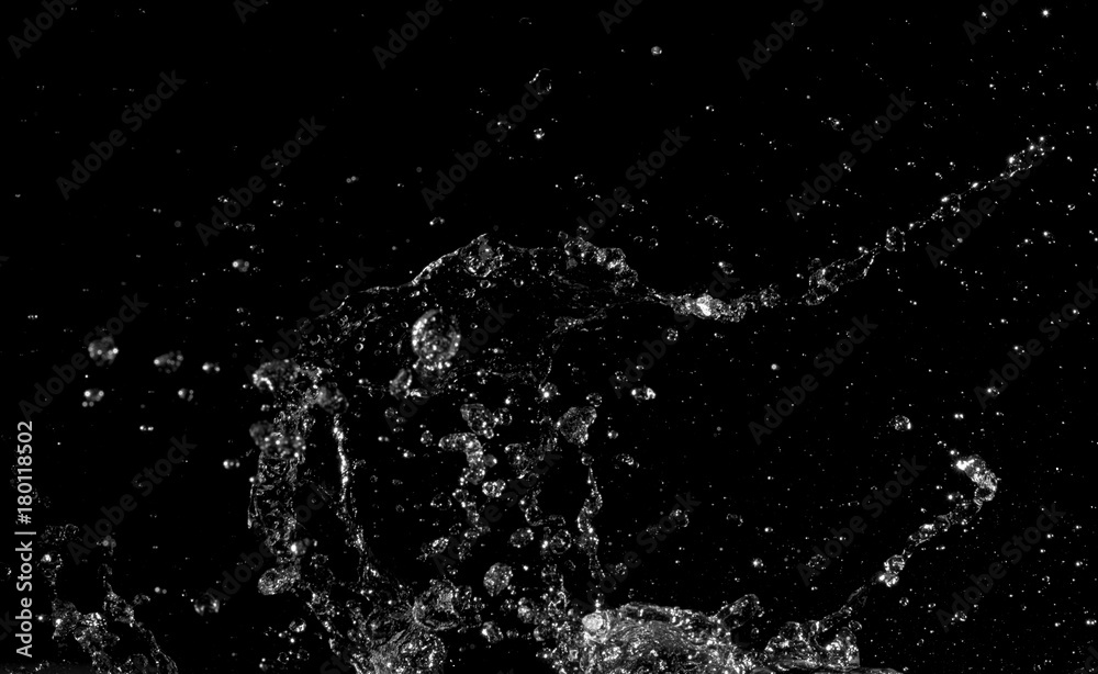 water Splash isolated On black Background water Splash isolated On black Background