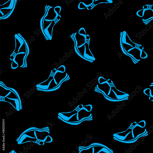 Fototapeta Naklejka Na Ścianę i Meble -  Blue running shoes seamless pattern