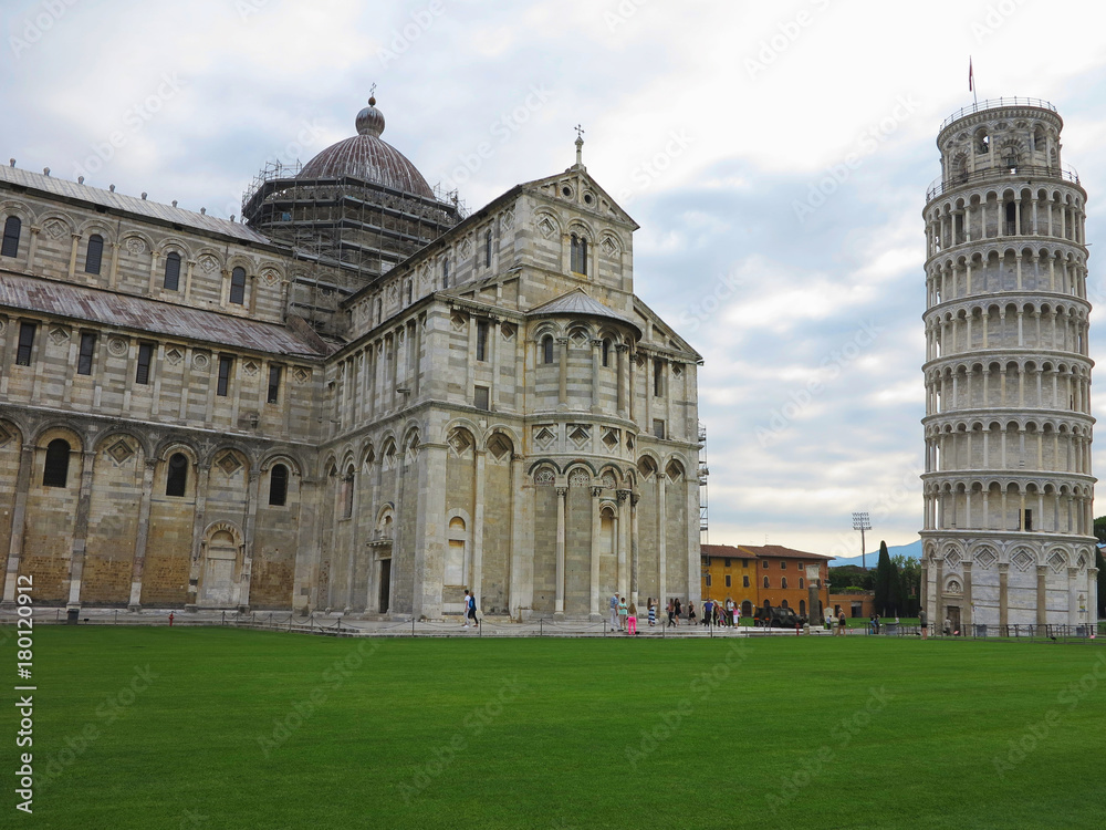 14.06.2017, Pisa, Tuscany, Italy: Leaning Tower of Pisa near Cathedral Duomo on Piazza dei Miracoli