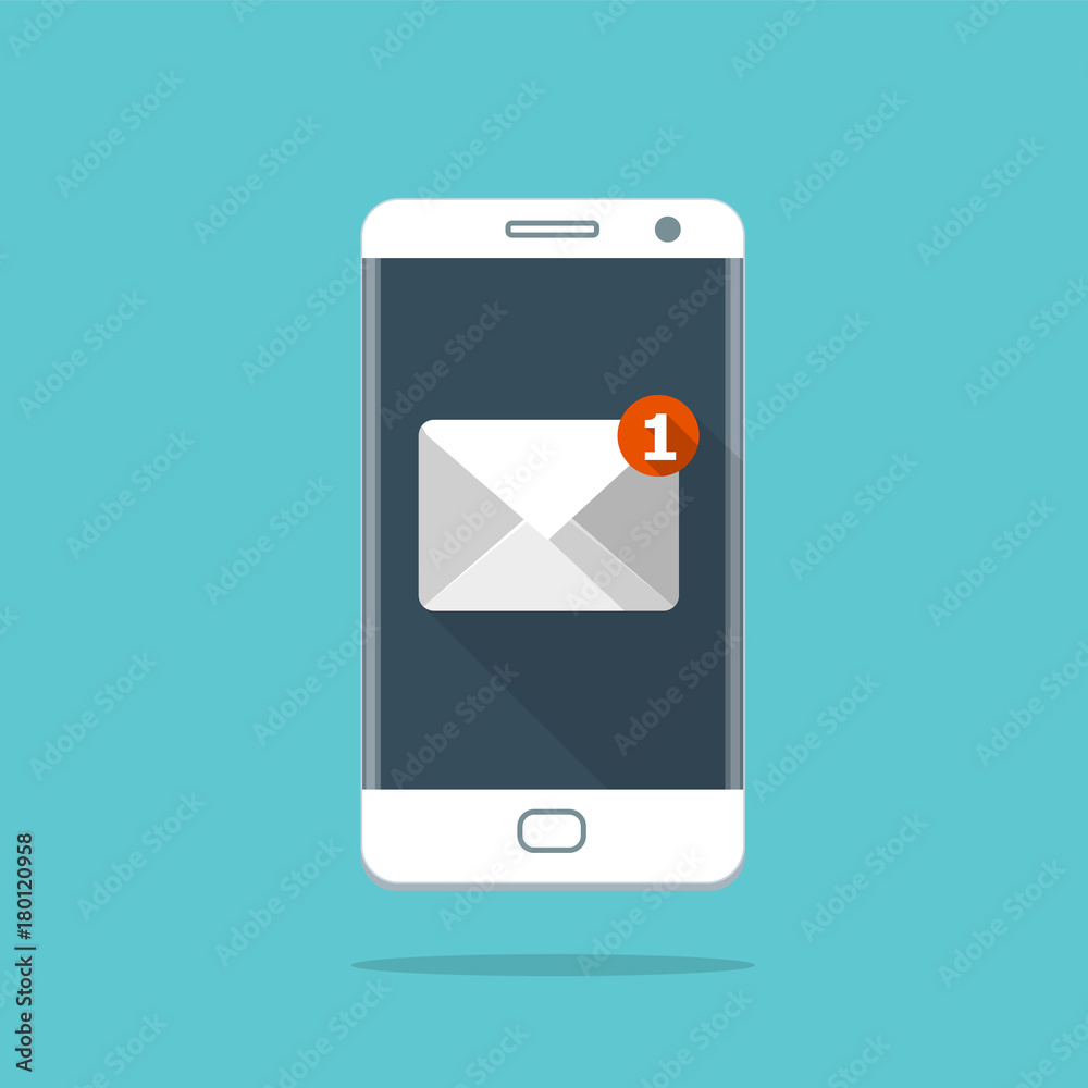 E-mail notification on smartphone screen. E-mail notification on smartphone screen.