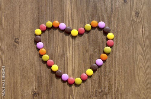 Heart made of colorful candies for bacgrounds