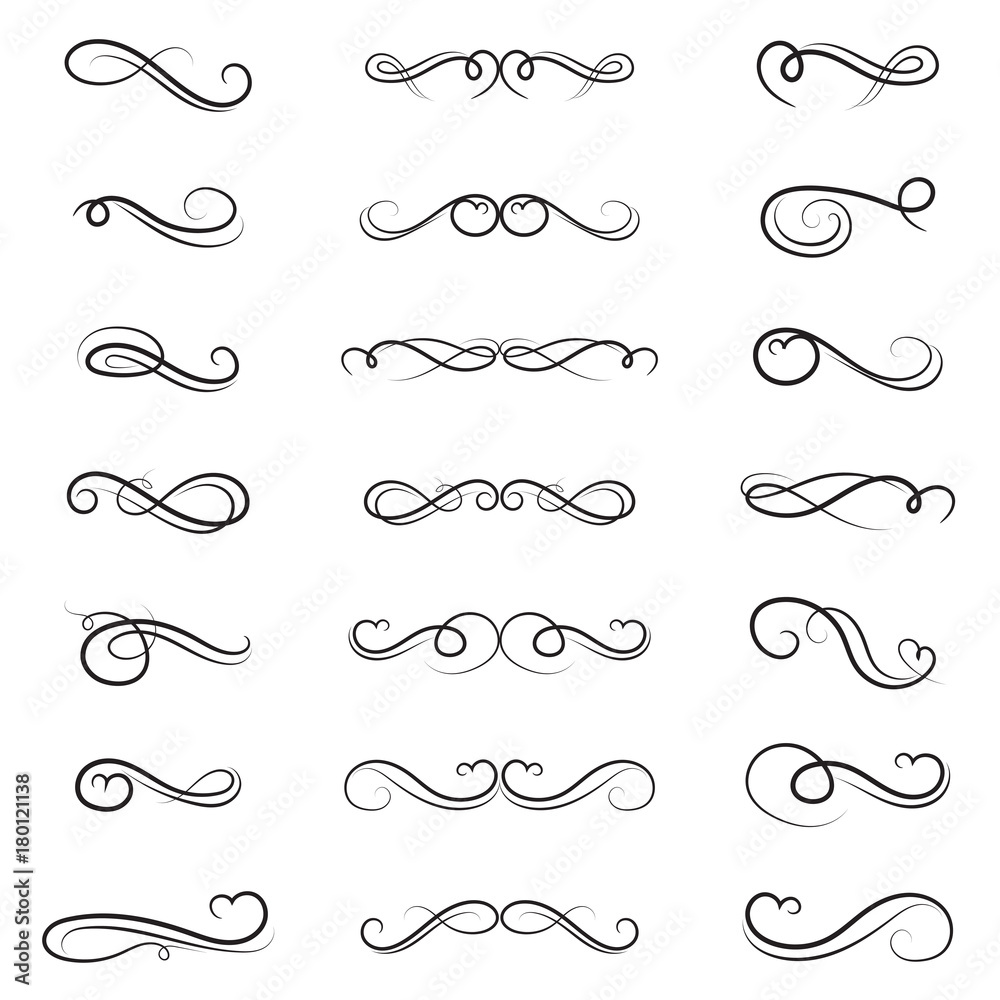 vector illustration set of border calligraphic and dividers decorative, calligraphic swirl vector illustration set of border calligraphic and dividers decorative, calligraphic swirl