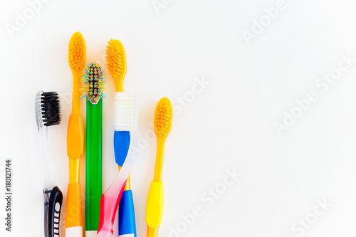 Toothbrushes on a white background