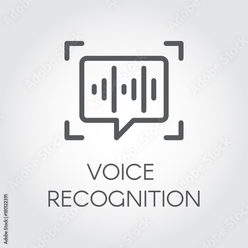 Voice recognition line icon. Intelligent audio identification technology, sound verification. Chat panel and soundwave linear sign. Simple logo for websites, mobile apps and other design needs. Vector