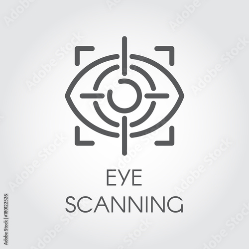Eye scanning line icon. Biometric recognition system. Retina sensor technology. Outline logo for websites, mobile apps and other design needs. Vector illustration