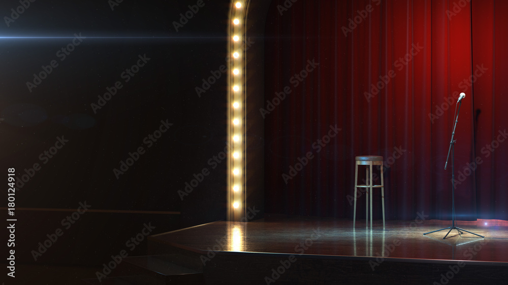 Dark empty stage. 3d render
