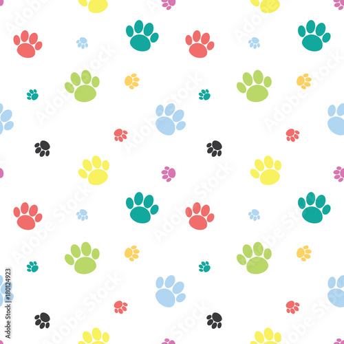 Animal Paw Print Colorful Seamless Pattern