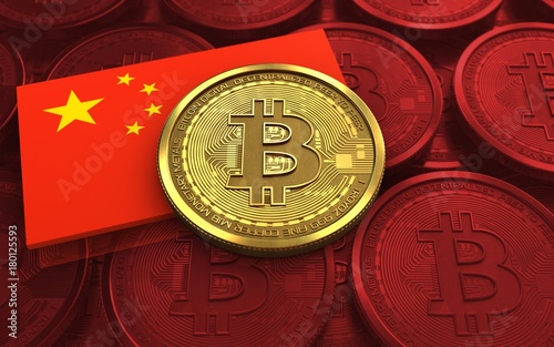 3d bitcoin china flag photo