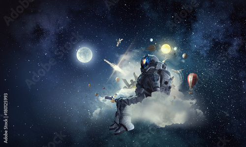 Space fantasy image with astronaut. Mixed media © Sergey Nivens