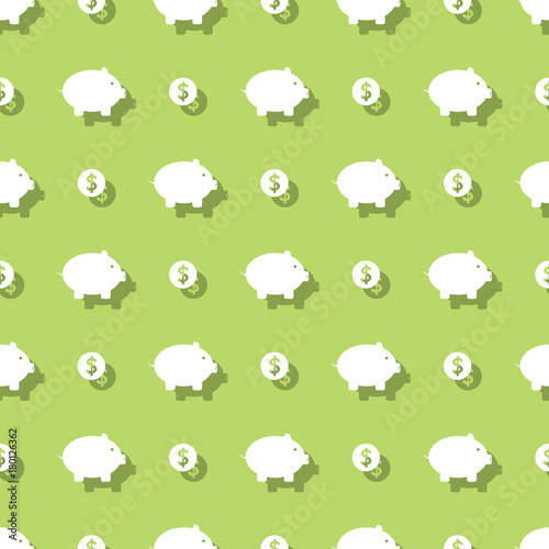 Piggy Bank And Dollar Coin Savings Seamless Pattern
