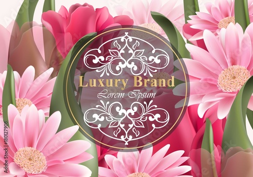 Luxury card with daisy flowers Vector. Beautiful illustration for brand book,...