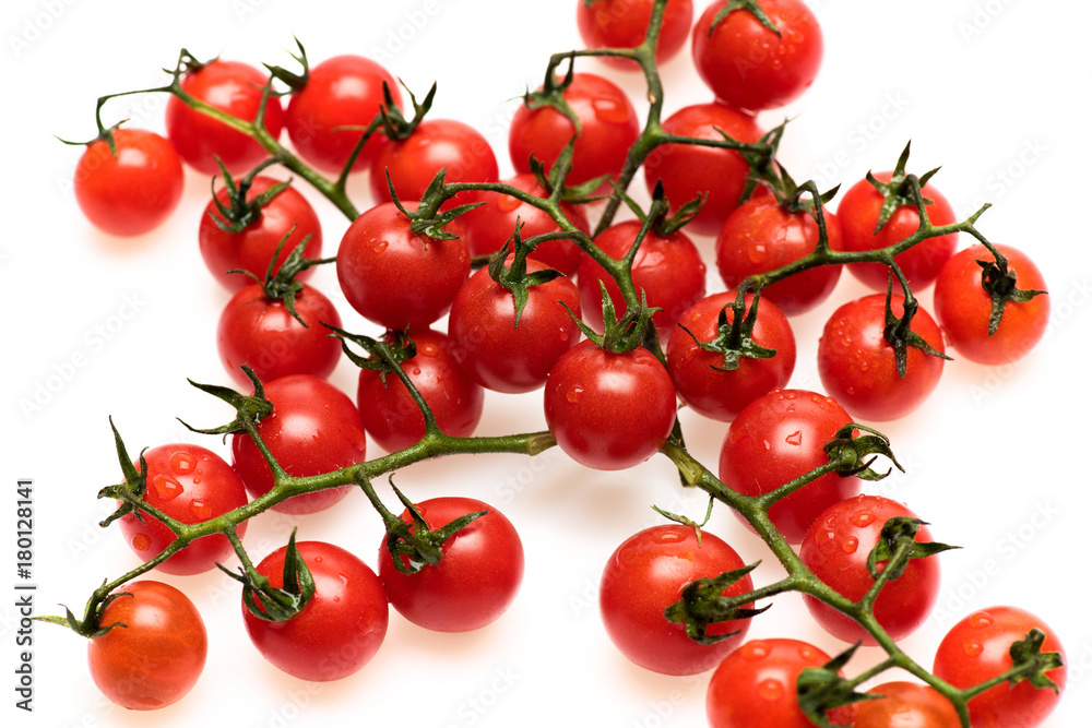 Vegetables and vegetarian diet concept. Bunch of cherry tomatoes Vegetables and vegetarian diet concept. Bunch of cherry tomatoes