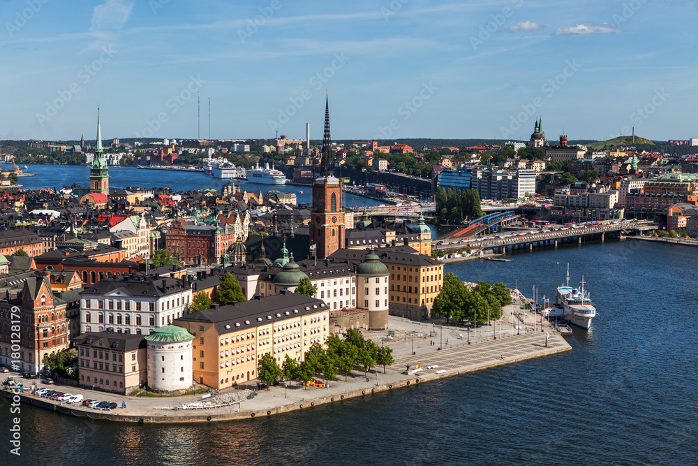 bird's-eye view on Old Town of Stockholm