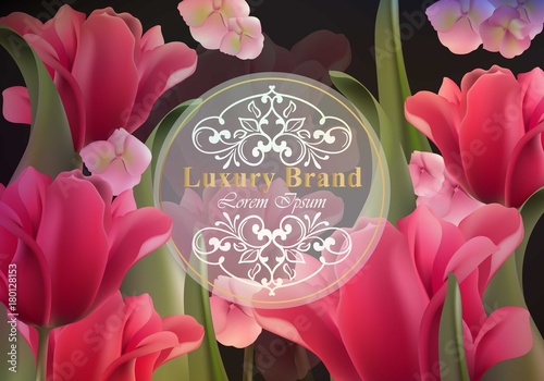 Luxury card with flowers Vector. Beautiful illustration for brand book, busin...
