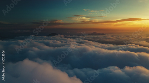 Cloud scape above carpathian mountains shot at sunset