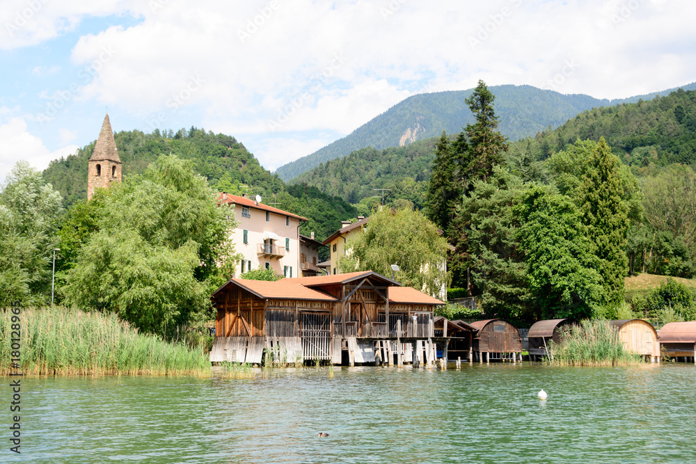 boat storeroom on the Caldonazzo lake, Italy   