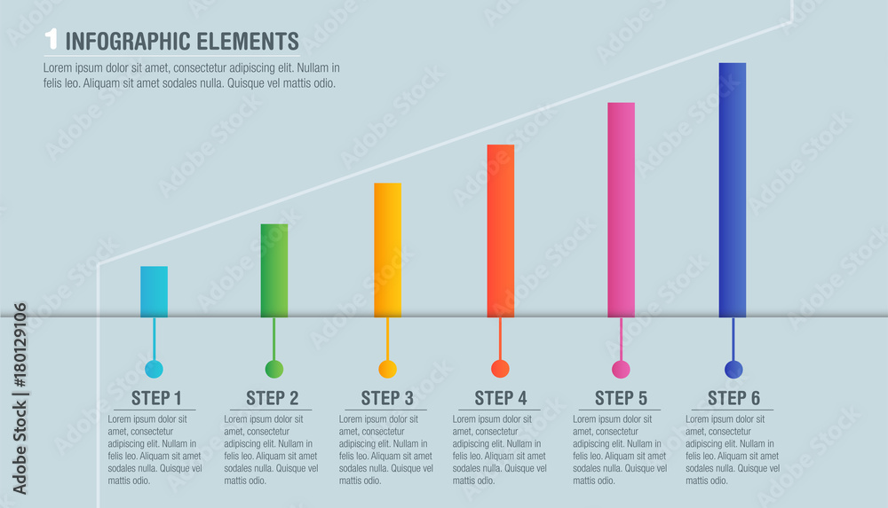 Colorful bright business infographics of project planning, diagram with 6 steps. Vector illustration business template Colorful bright business infographics of project planning, diagram with 6 steps. Vector illustration business template