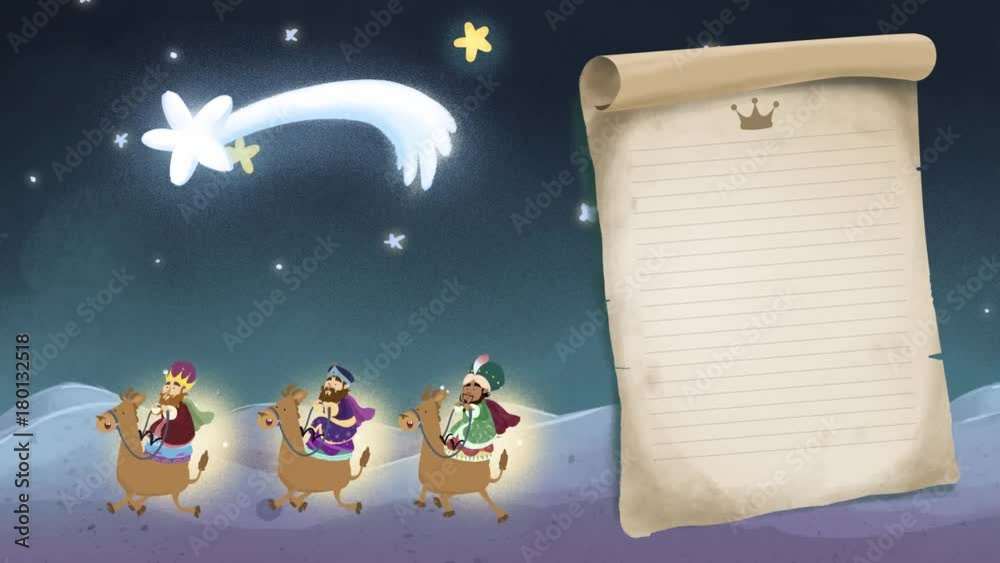 Carta a los reyes magos con estrella de navidad