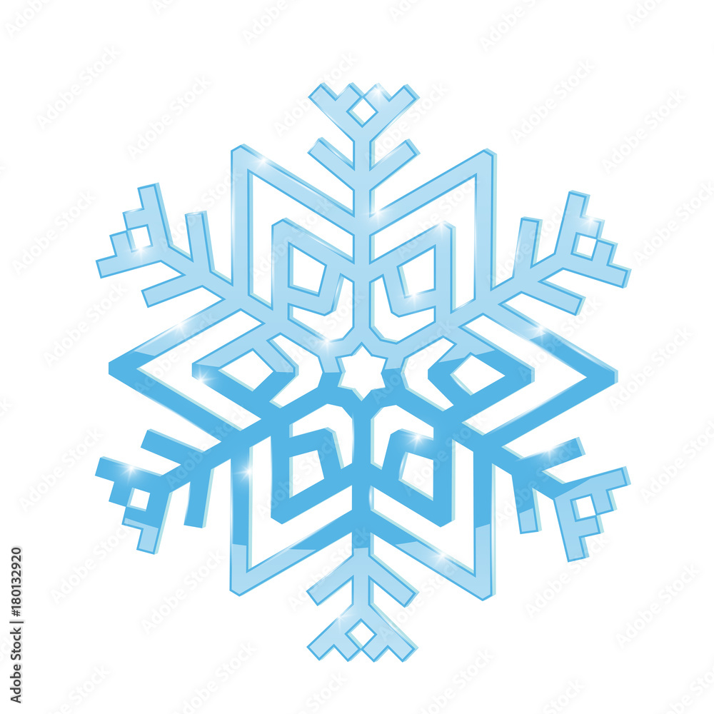 Snowflake. Blue symbol isolated on white background Snowflake. Blue symbol isolated on white background