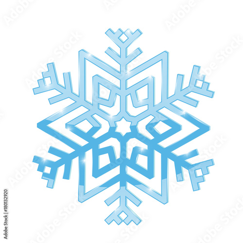 Snowflake. Blue symbol isolated on white background