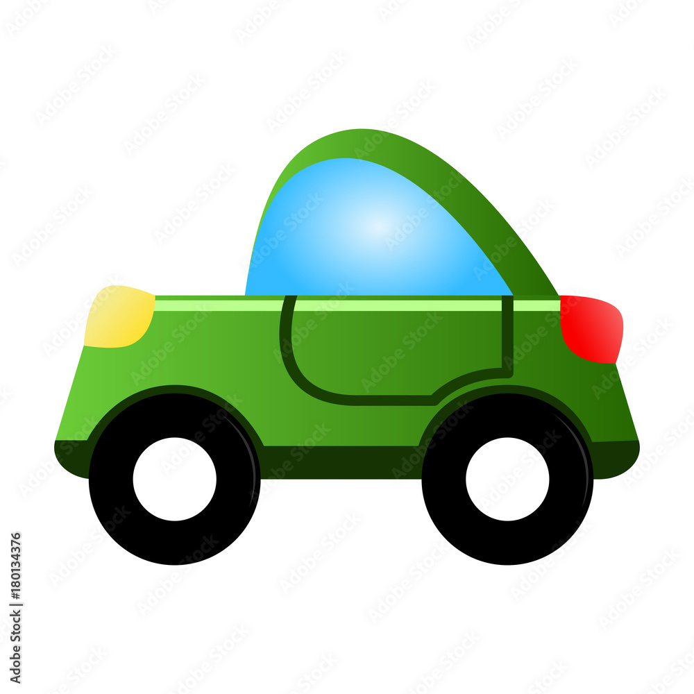 Car toy isolated on white background, Vector illustration