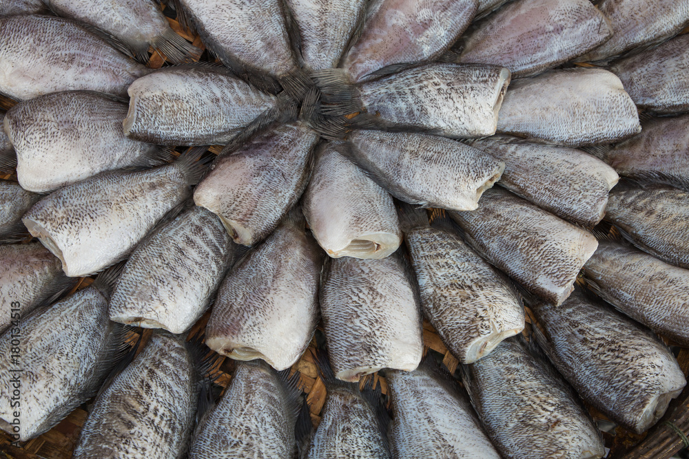 Drying snakeskin gourami fishes