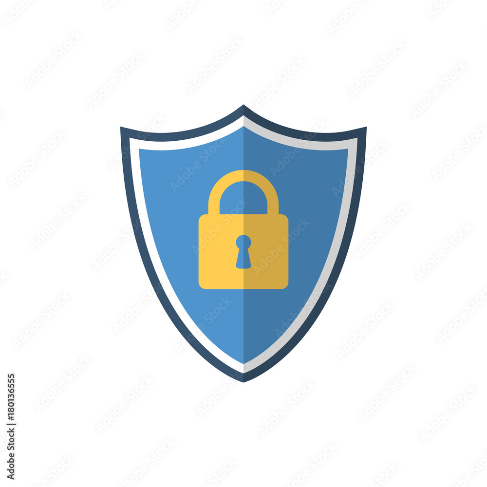 Shield with padlock icon, security logo Shield with padlock icon, security logo