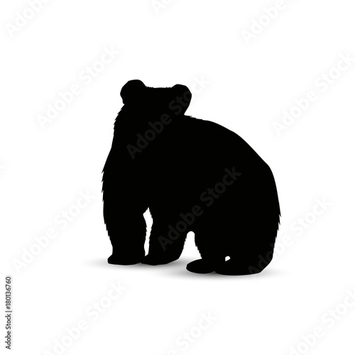 Silhouette of standing brown bear. © yik2007
