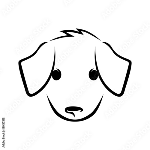 Cute puppy face outline on white background