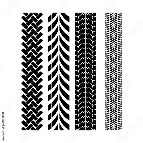 Tire track brush seamless border vector.