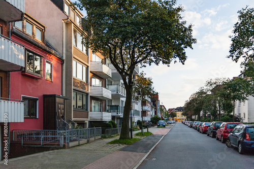 residential quarter in Bremen city in evening