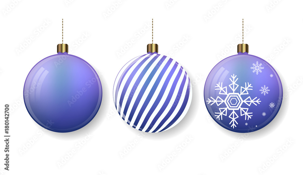 Merry Christmas greeting card. Violet Christmas tree balls. Merry Christmas greeting card. Violet Christmas tree balls.