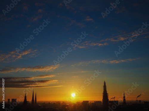 Hamburg Skyline Sonnenaufgang