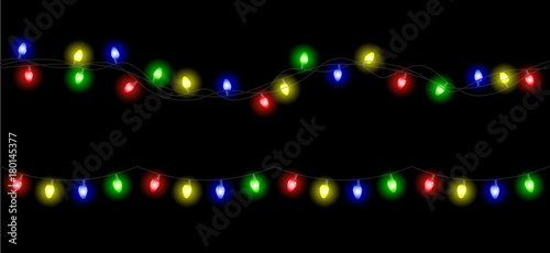 Vector christmas light garland set isolated on transparent background