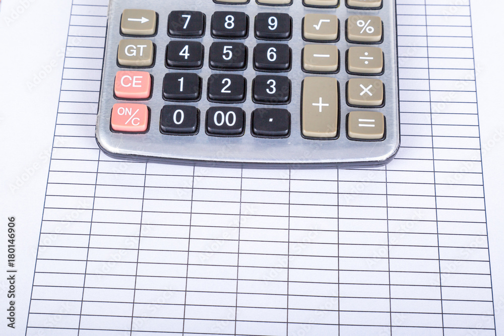 Calculator on Blank Report Paper