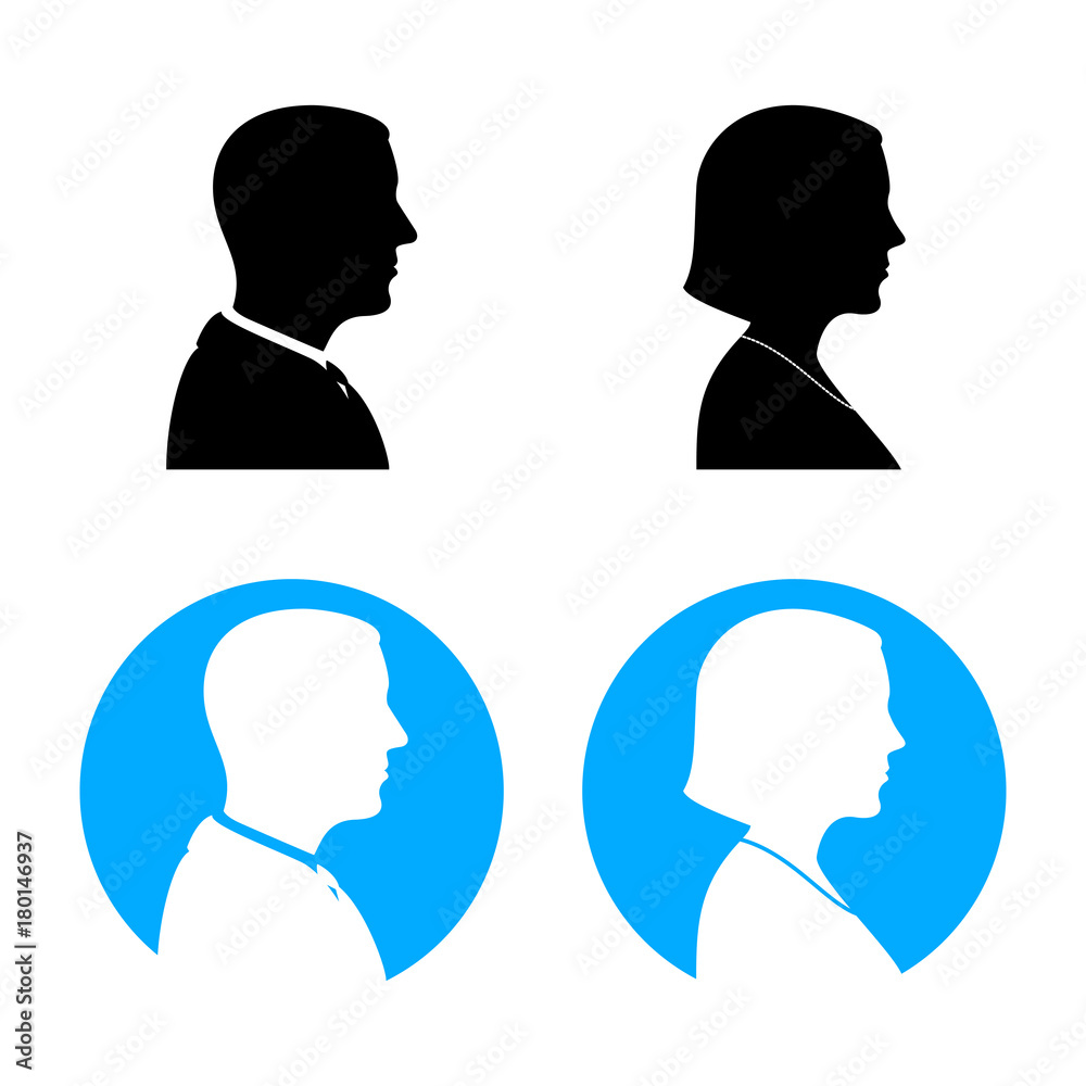 Man And Woman Silhouettes Profile Wiew Man And Woman Silhouettes Profile Wiew